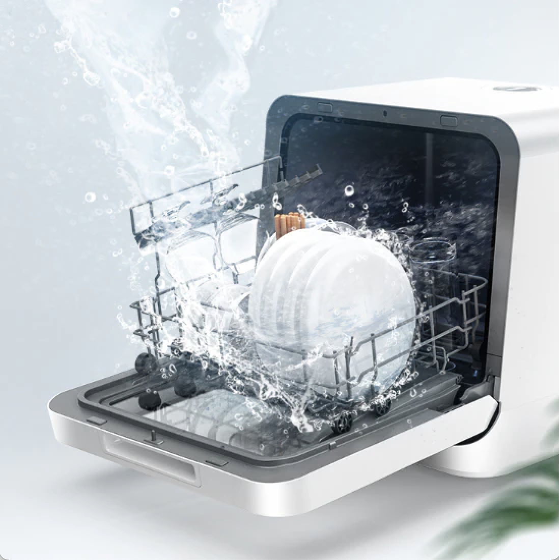 space-saving kitchen appliances - midea mini dishwasher