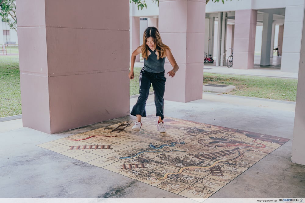 prettiest HDB blocks in Singapore 683C woodlands drive 62 3D void deck art snakes and ladders