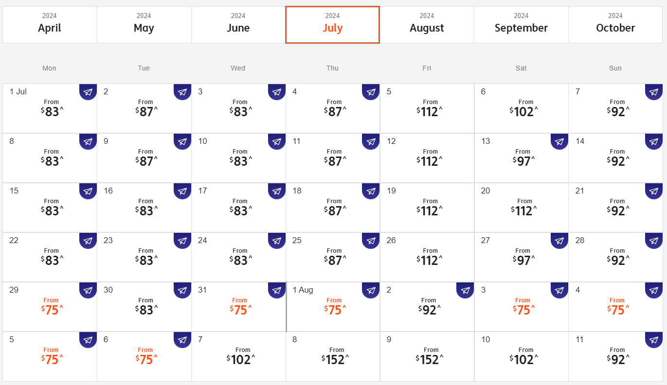 jetstar travel hacks 2024 - airfare calendar